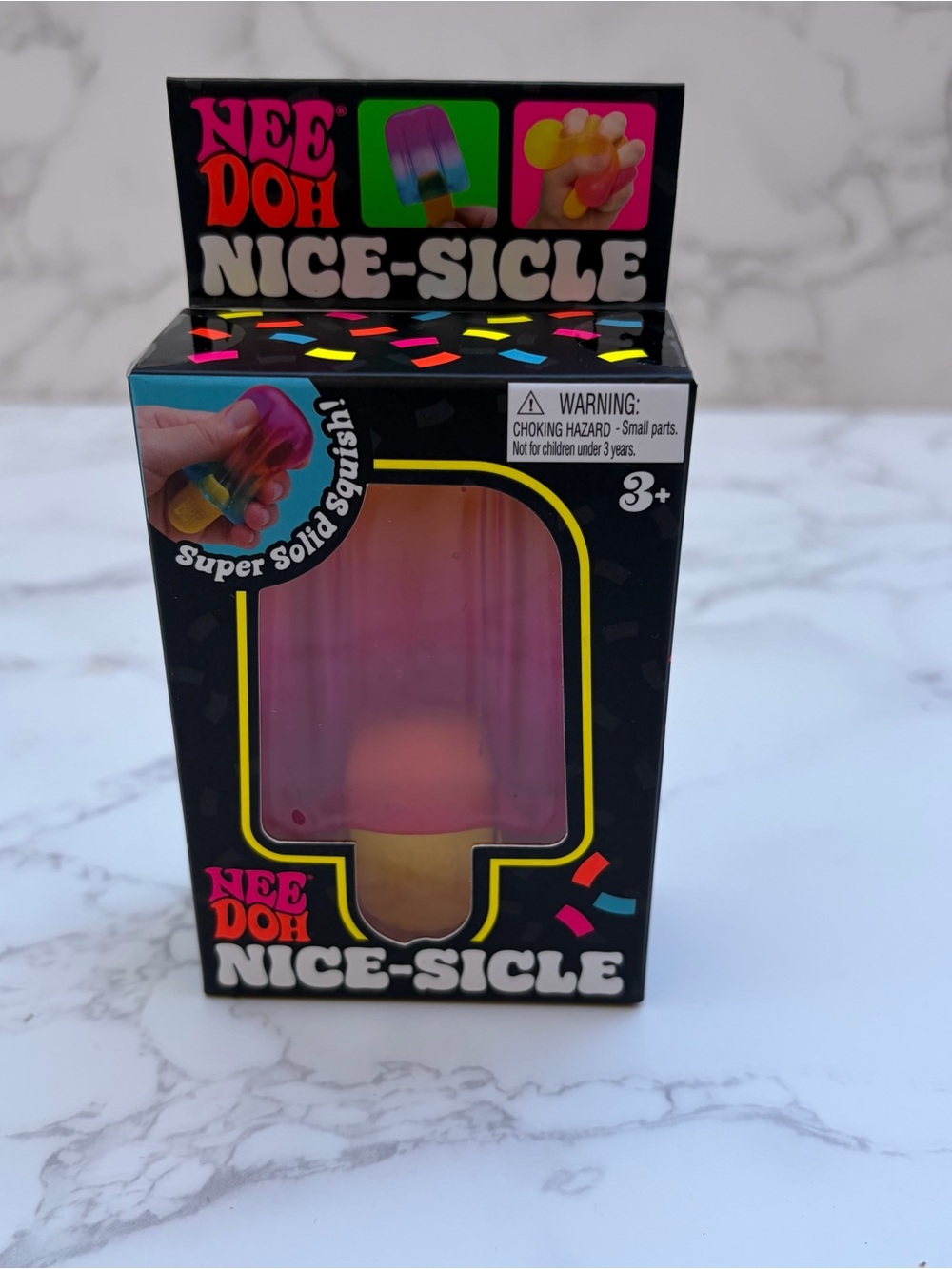 Nee Doh Nice-sicle Super Solid Squish! Fidget Toy Pink/Orange New